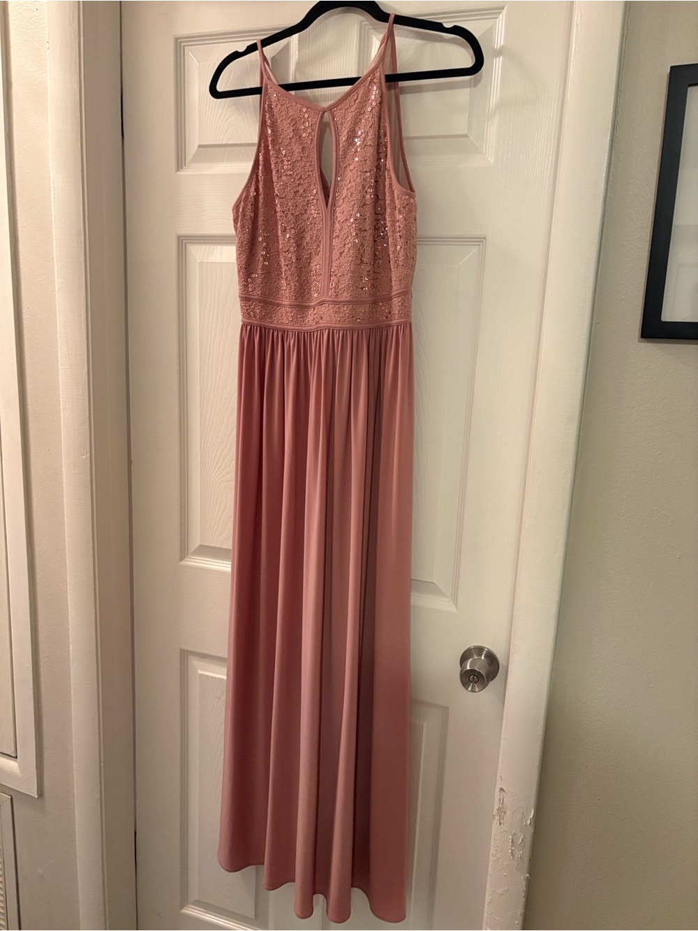 Night Way Collections Dusty Rose Sequin Bodice Maxi Dress